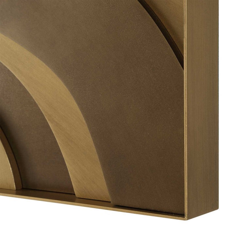 Golden Terrain - Wooden Wall Decor (Set of 2) - Brown / Gold