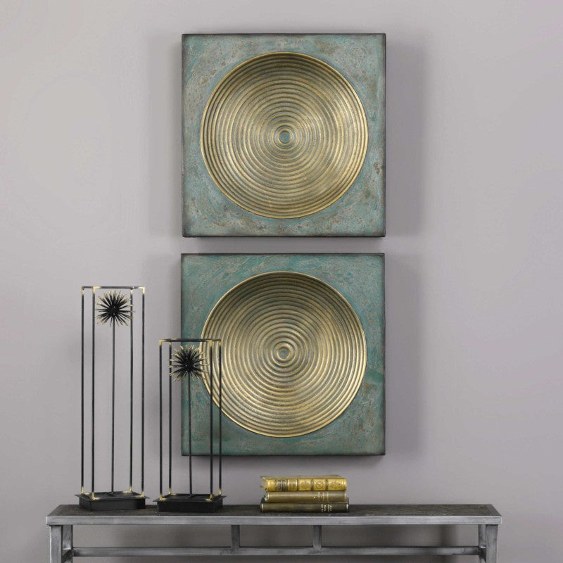 Sybil - Squares (Set of 2) - Antique Gold
