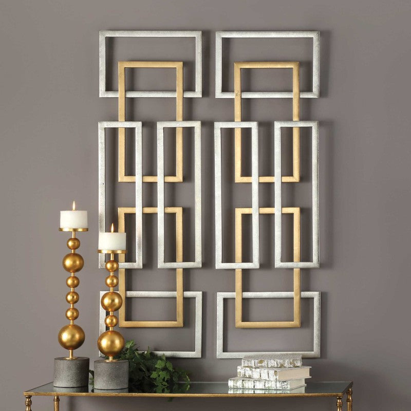 Aerin - Geometric Wall Art (Set of 2) - Gold
