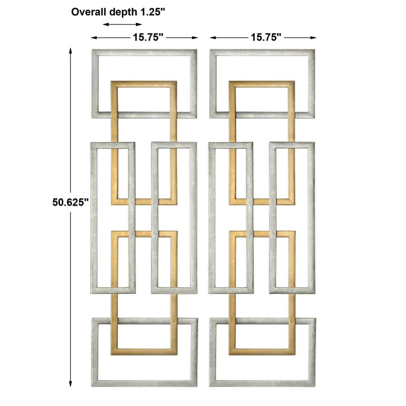 Aerin - Geometric Wall Art (Set of 2) - Gold