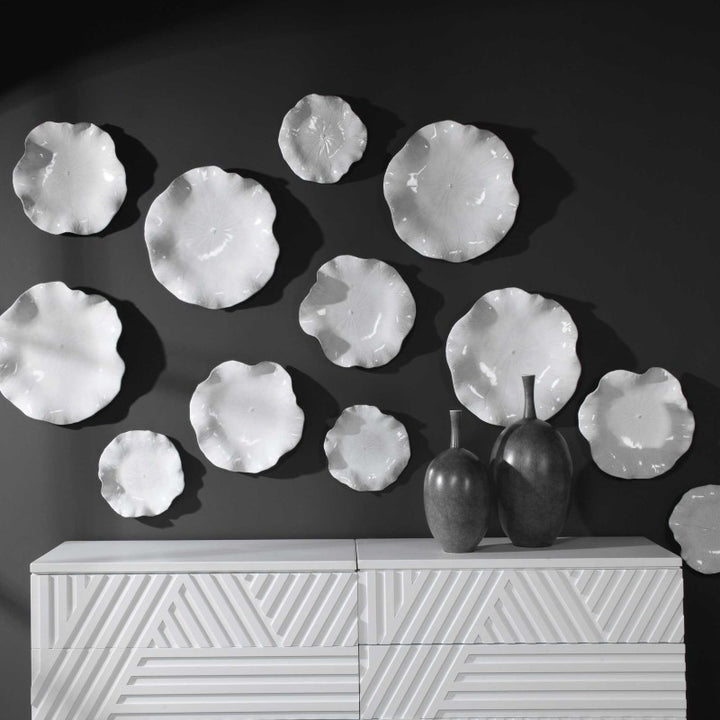 Abella - Ceramic Wall Decor (Set of 3) - White