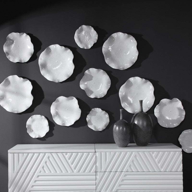 Abella - Ceramic Wall Decor (Set of 3) - White