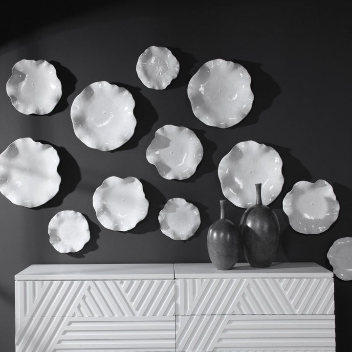 Abella - Ceramic Wall Decor (Set of 3) - White