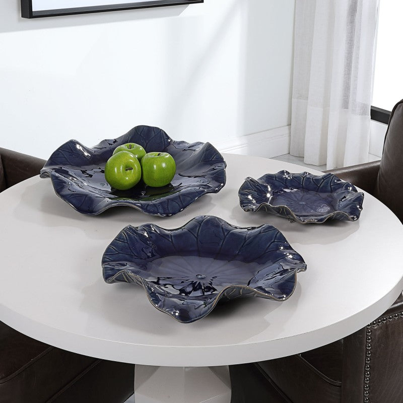 Abella - Ceramic Wall Decor (Set of 3) - Blue