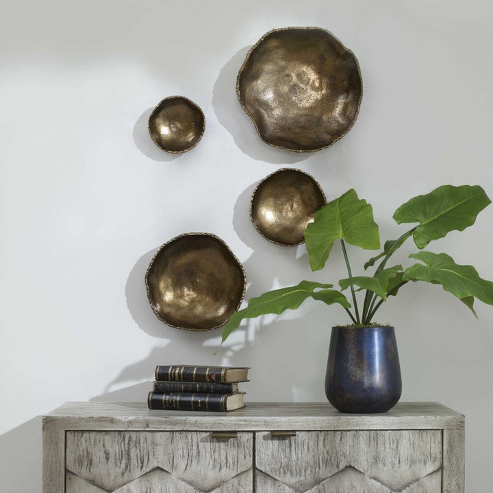 Lucky Coins - Wall Bowls (Set of 4) - Brass