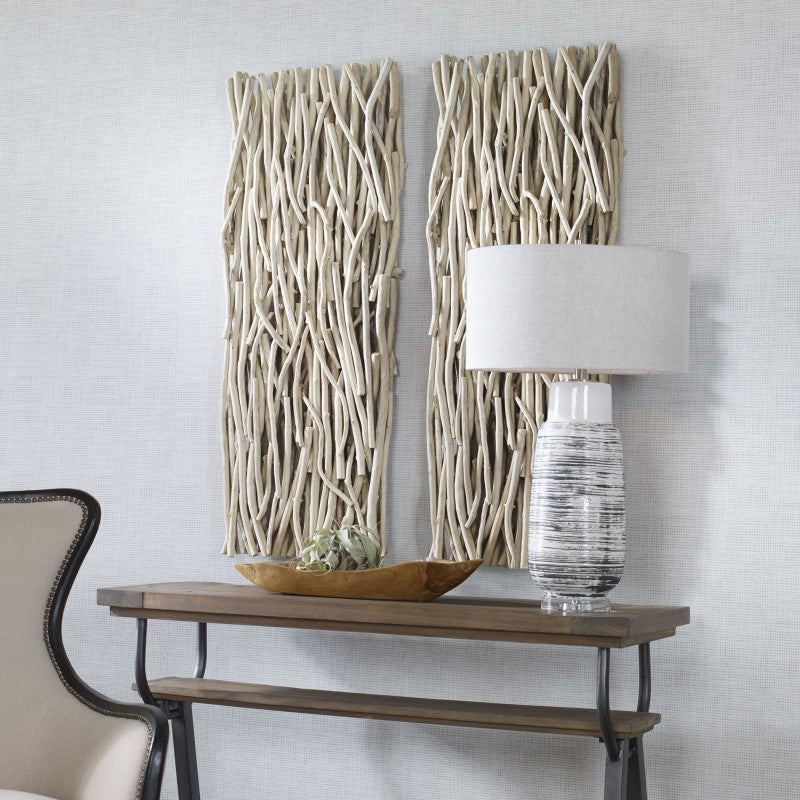 Gathered Teak - Bleached Wood Wall Decor - Beige