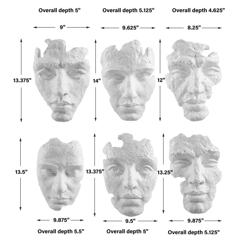 Self-Portrait - Mask Wall Decor (Set of 6) - White