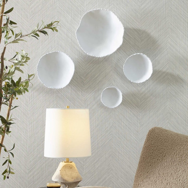Lucky Coins - Metal Wall Bowls (Set of 4) - White