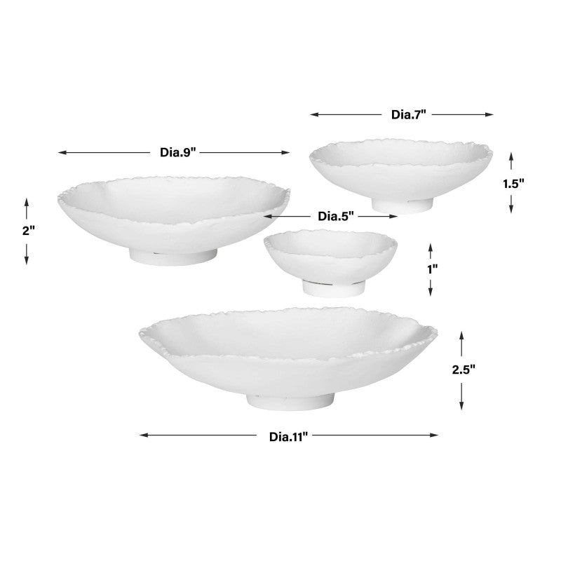 Lucky Coins - Metal Wall Bowls (Set of 4) - White