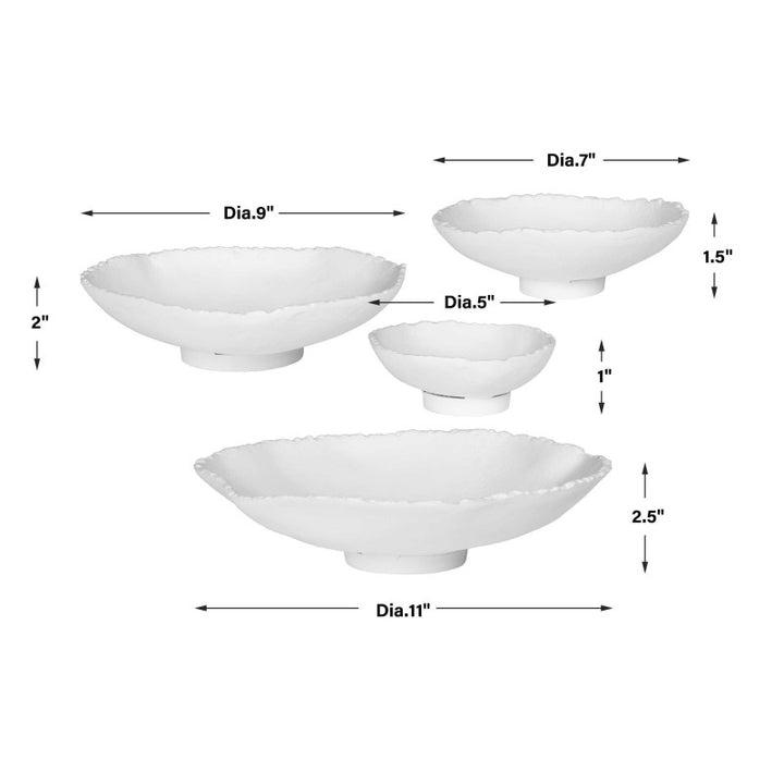 Lucky Coins - Metal Wall Bowls (Set of 4) - White