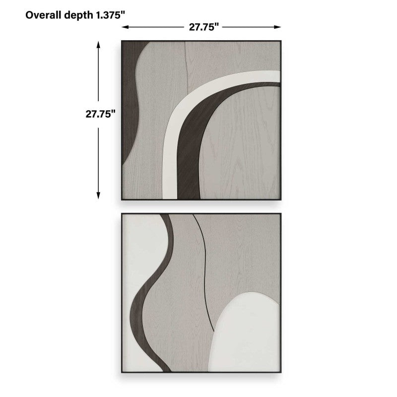 Joel - Modern Wood Wall Art (Set of 2) - Brown / Gray