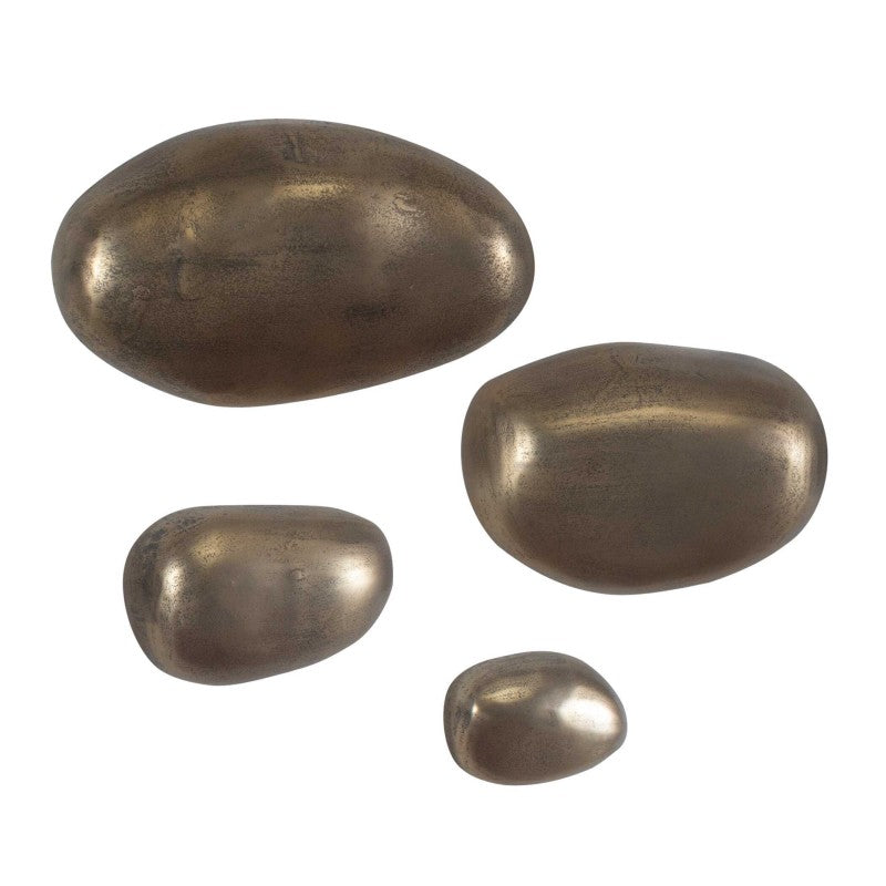 Set In Stone - Outdoor Wall Art (Set of 4) - Brass