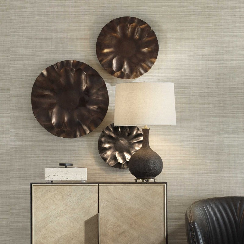 Peonia - Outdoor Wall Art (Set of 3) - Bronze