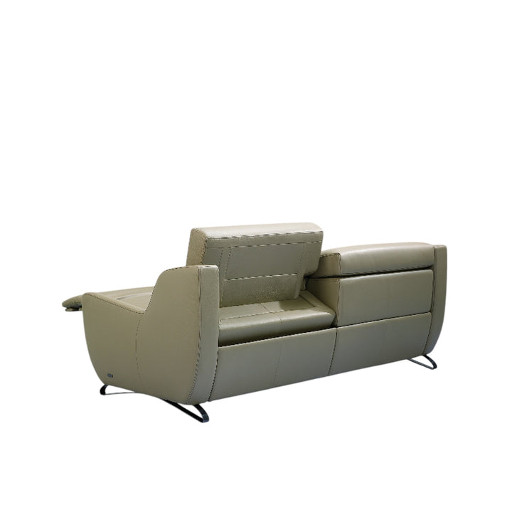 Beige leather sofa on a white background
