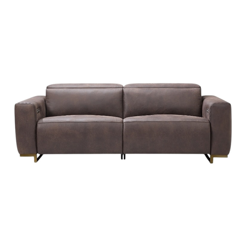 Gray sofa with wooden legs on a white background