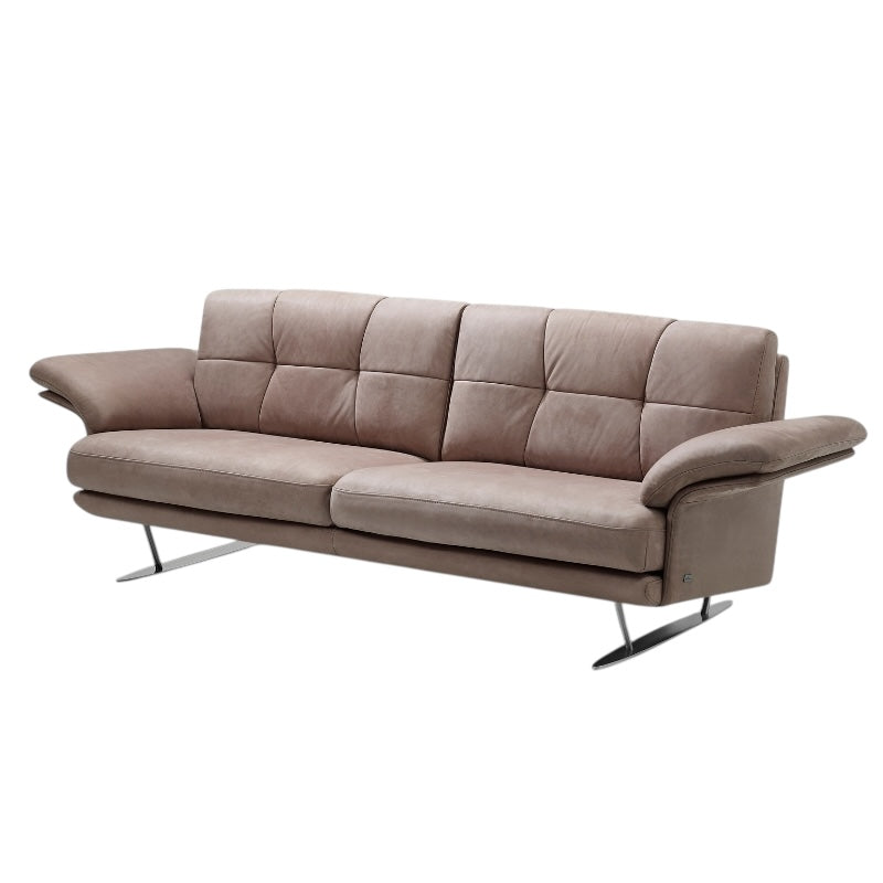 Beige sofa with metal legs on a white background