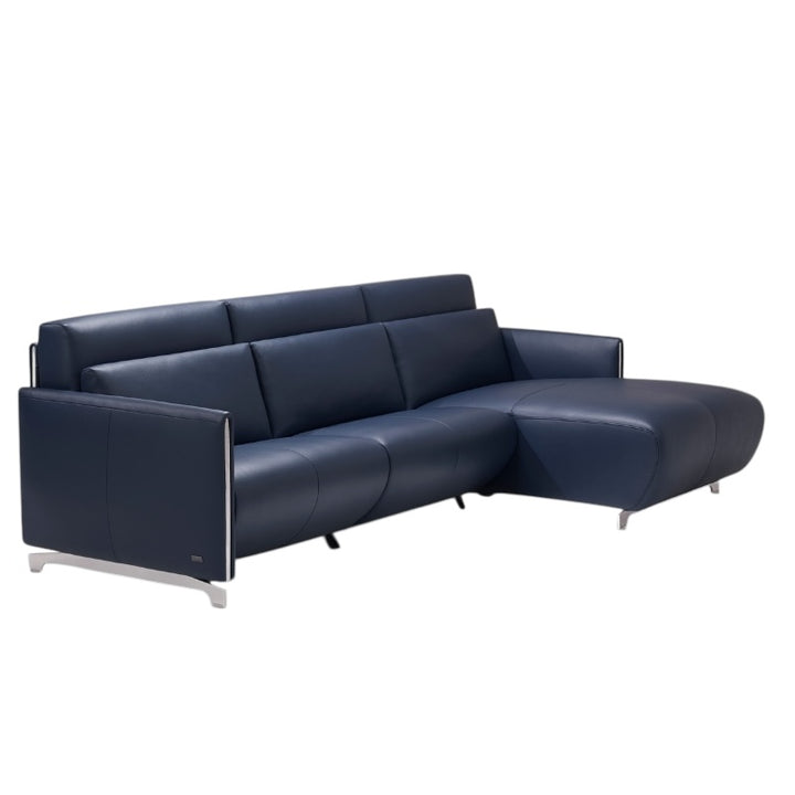Blue sectional sofa on a white background