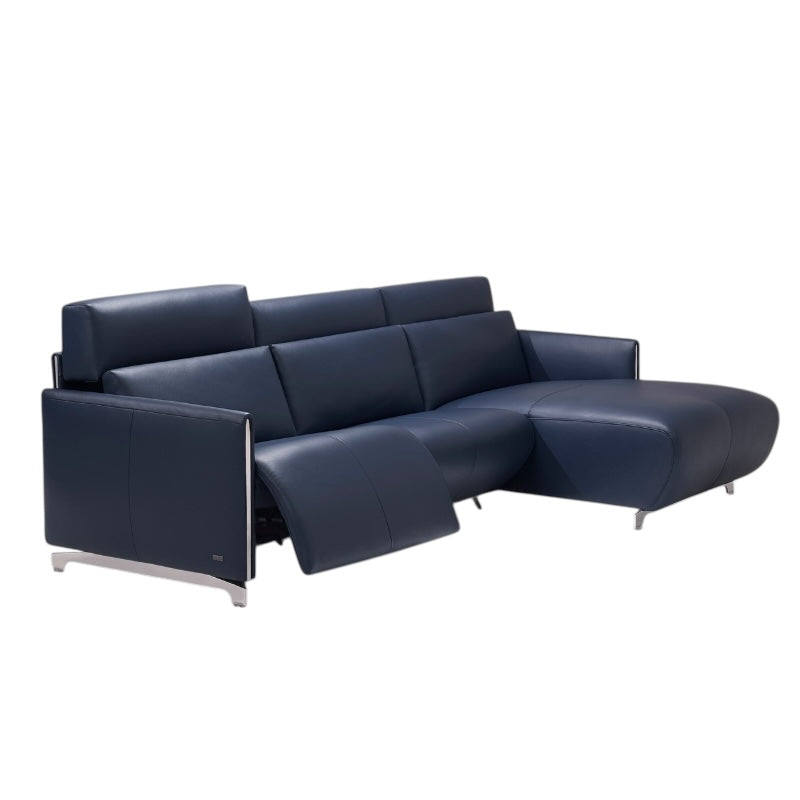Blue sectional sofa on a white background
