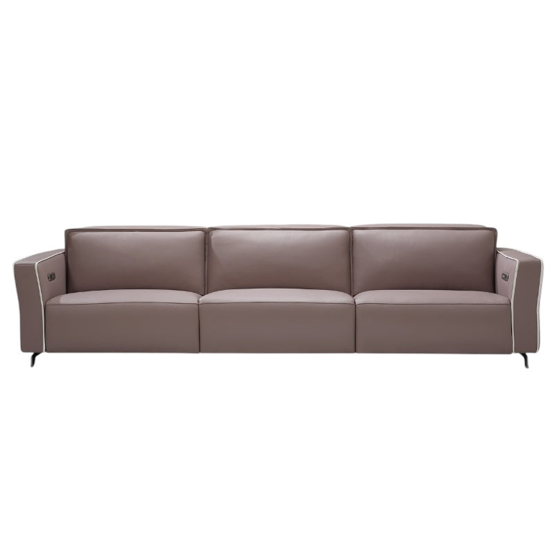Brown leather sofa on a white background