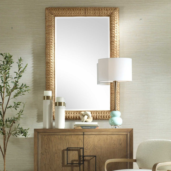 Twisted Seagrass - Large Mirror - Woodtone