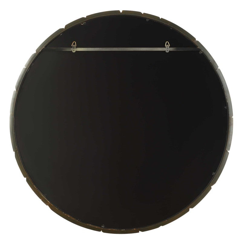 Auger - Amber Glass Round Mirror - Bronze