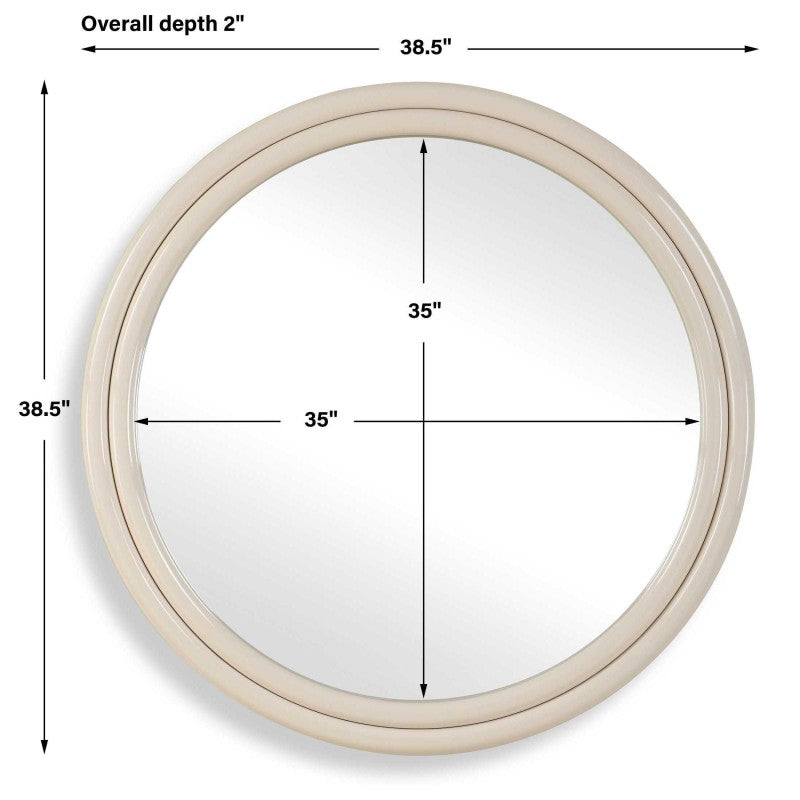 Florian - Warm White Round Mirror - White