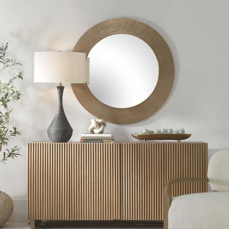 Tano - Round Mirror - Antique Brass