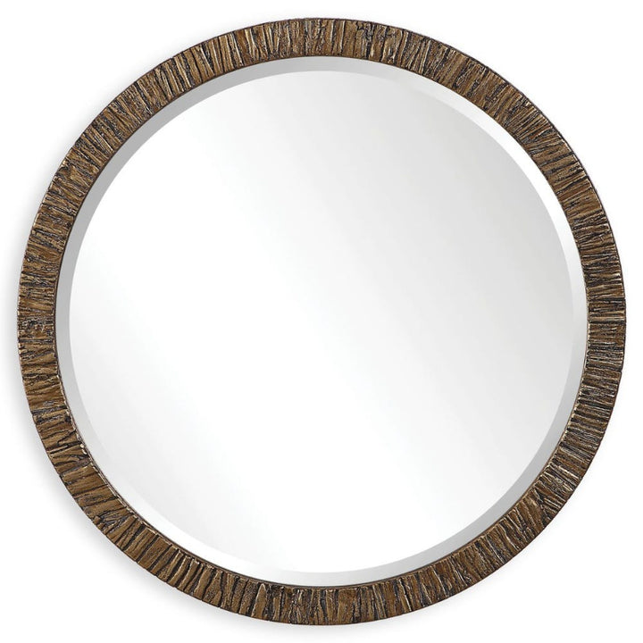 Wayde - Bark Round Mirror - Gold
