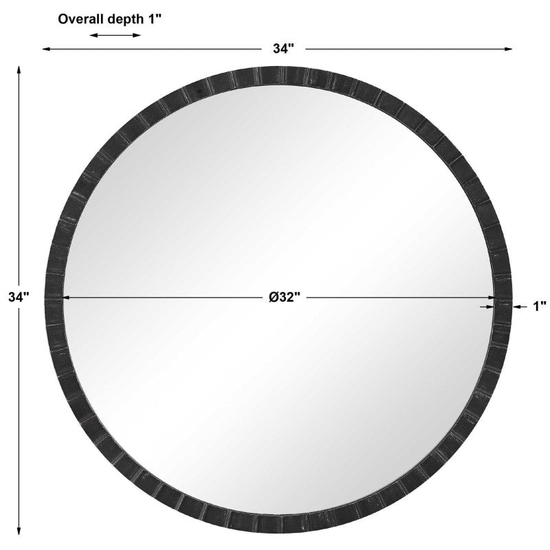 Dandridge - Round Industrial Mirror - Black