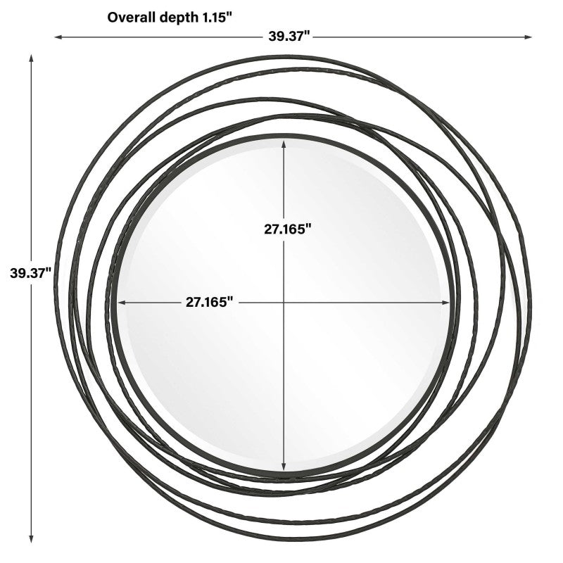 Whirlwind - Round Mirror - Black