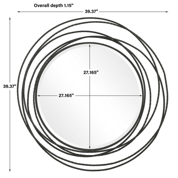 Whirlwind - Round Mirror - Black