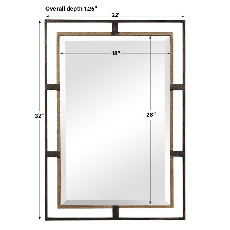 Carrizo - Rectangle Mirror - Gold & Bronze