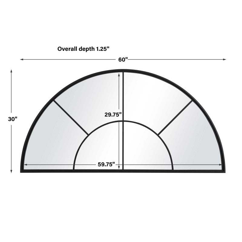Rousseau - Iron Window Arch Mirror - Black