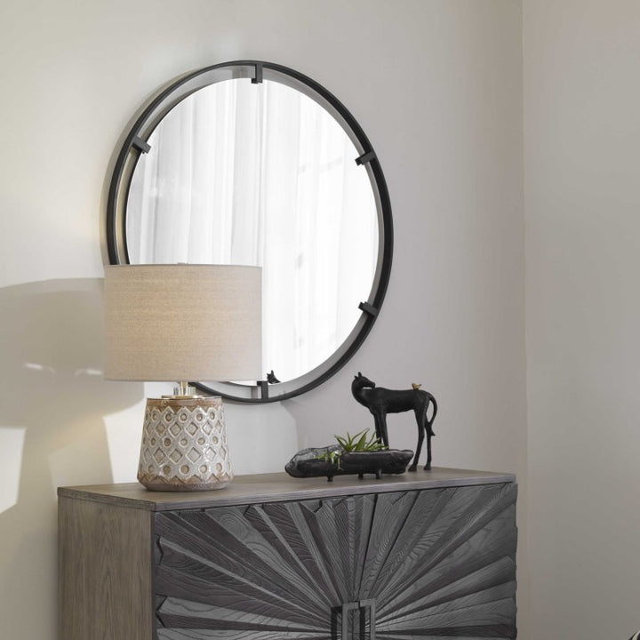 Cashel - Round Iron Mirror - Black