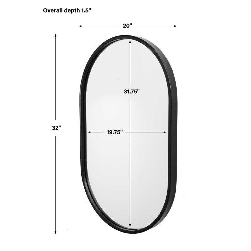 Varina - Minimalist Oval Mirror - Black