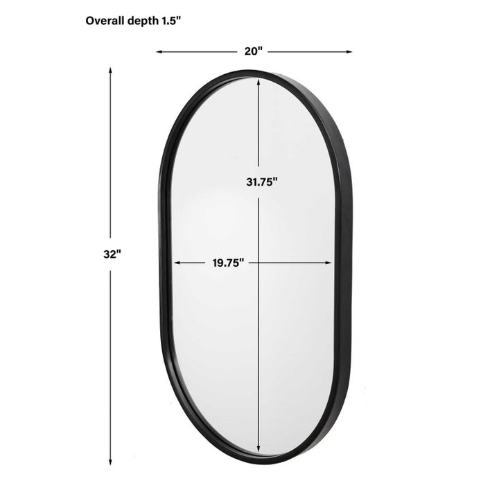 Varina - Minimalist Oval Mirror - Black