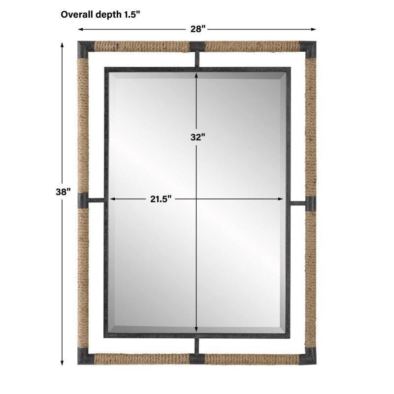 Melville - Iron & Rope Mirror - Light Brown
