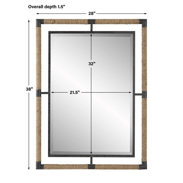 Melville - Iron & Rope Mirror - Light Brown