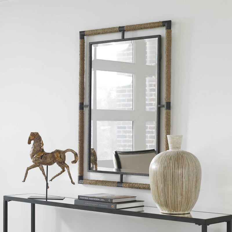 Melville - Iron & Rope Mirror - Light Brown