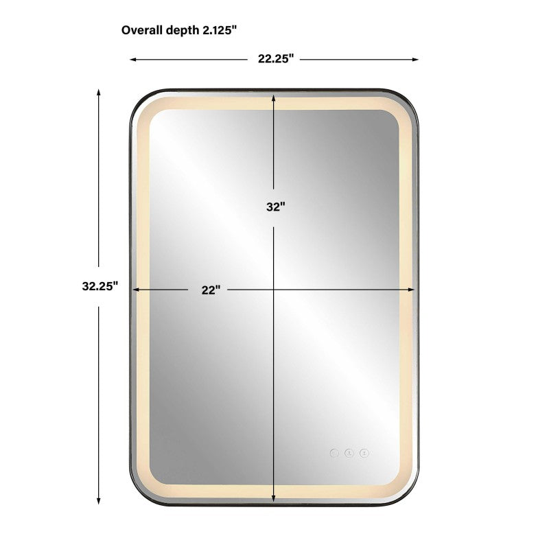 Crofton - Vanity Mirror - Black & Pearl Silver