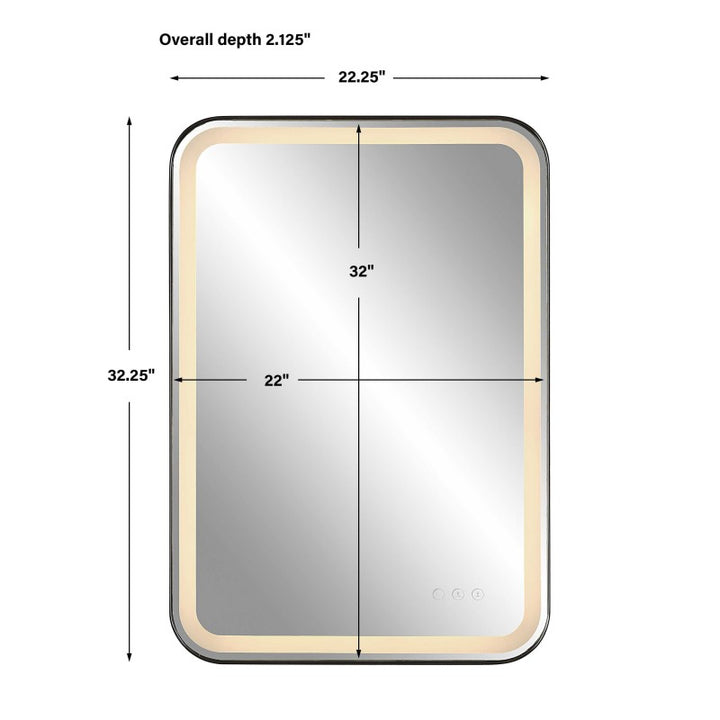 Crofton - Vanity Mirror - Black & Pearl Silver