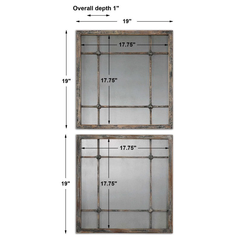 Saragano - Square Mirrors (Set of 2) - Light Brown
