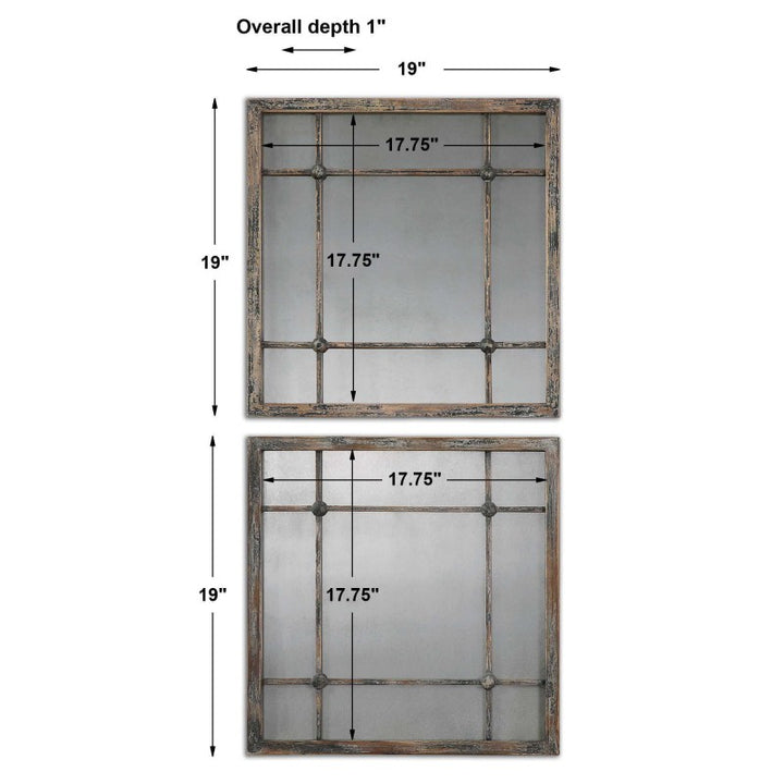 Saragano - Square Mirrors (Set of 2) - Light Brown