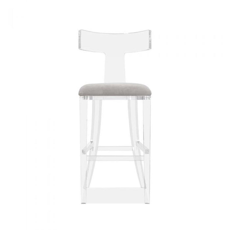 Tristan Klismos Bar Stool - Grey Velvet
