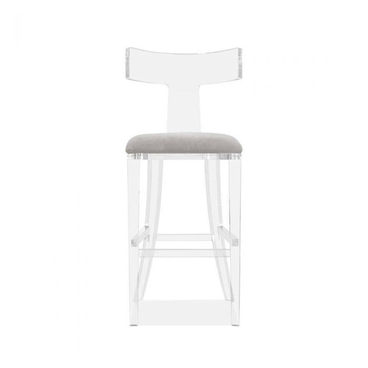 Tristan Klismos Bar Stool - Grey Velvet