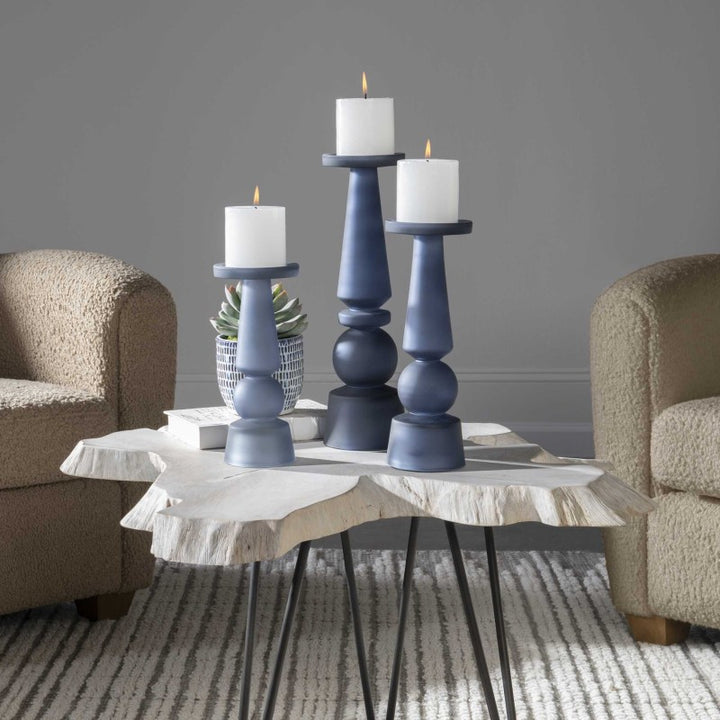 Cassiopeia - Glass Candleholders (Set of 3) - Blue