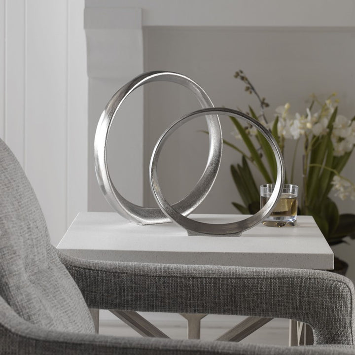 Orbits - Ring Sculptures (Set of 2) - Nickel