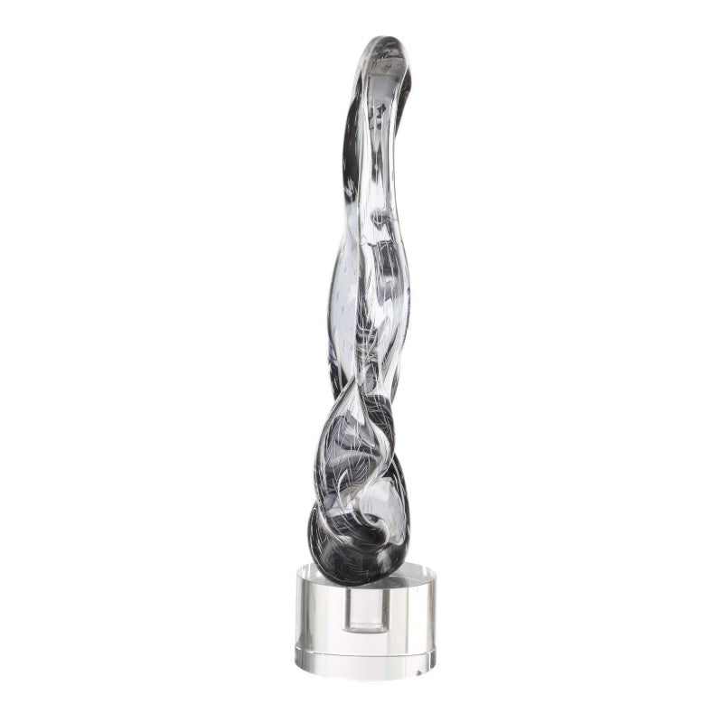 Luminous Twist - Glass Sculpture - Black / White