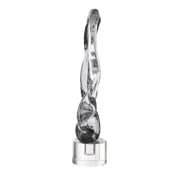 Luminous Twist - Glass Sculpture - Black / White