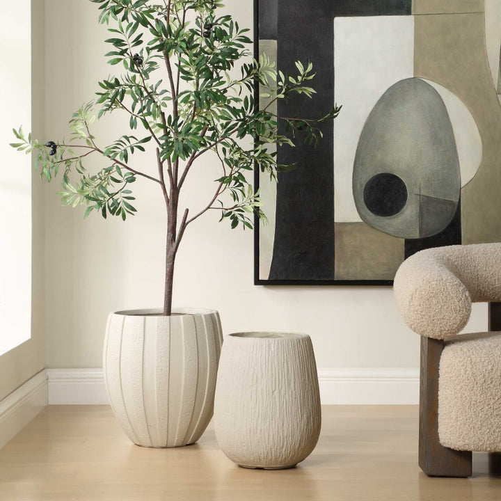 Ridgehaven - Textured Outdoor Planter - White
